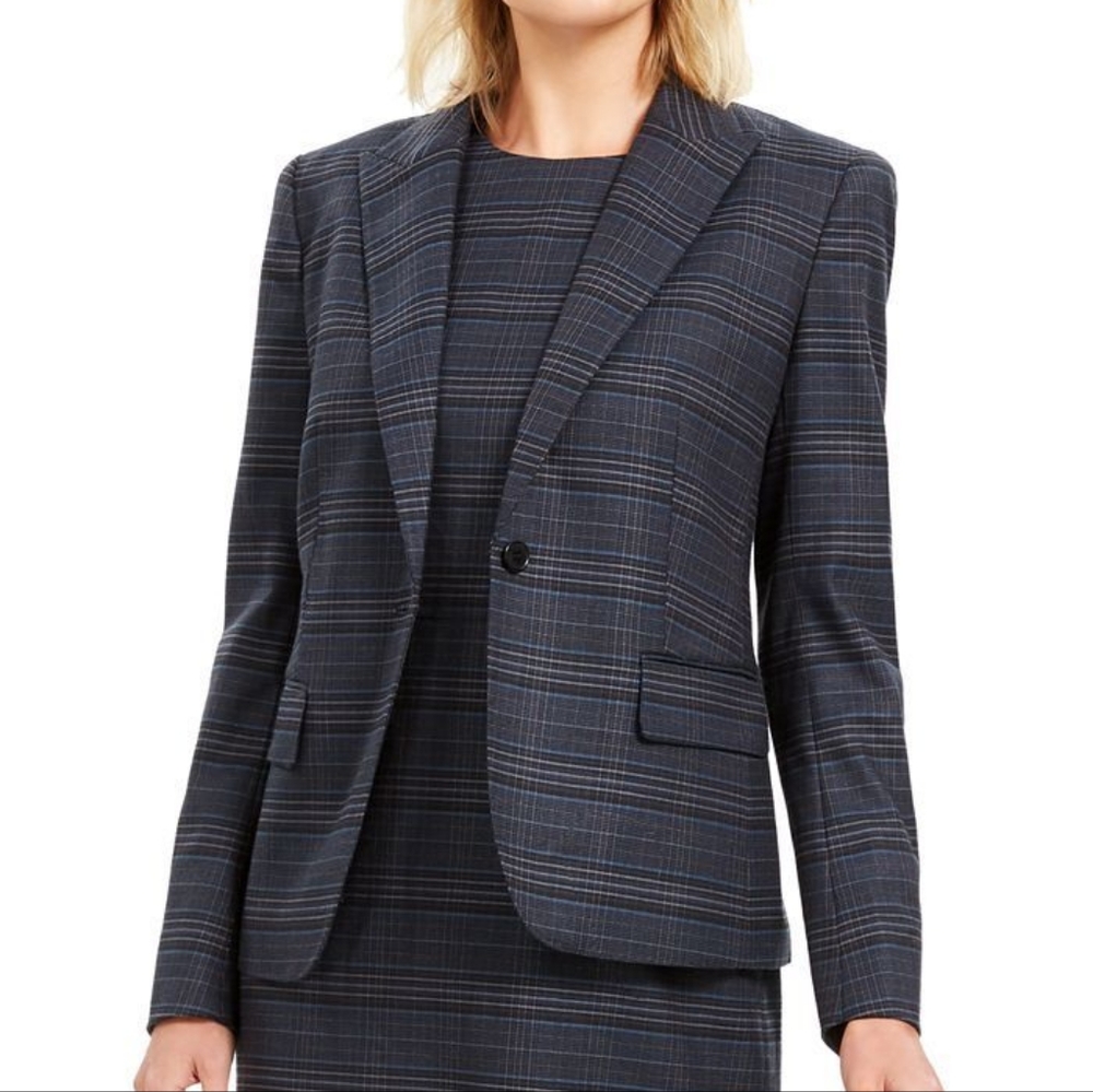 Anne Klein blue plaid blazer